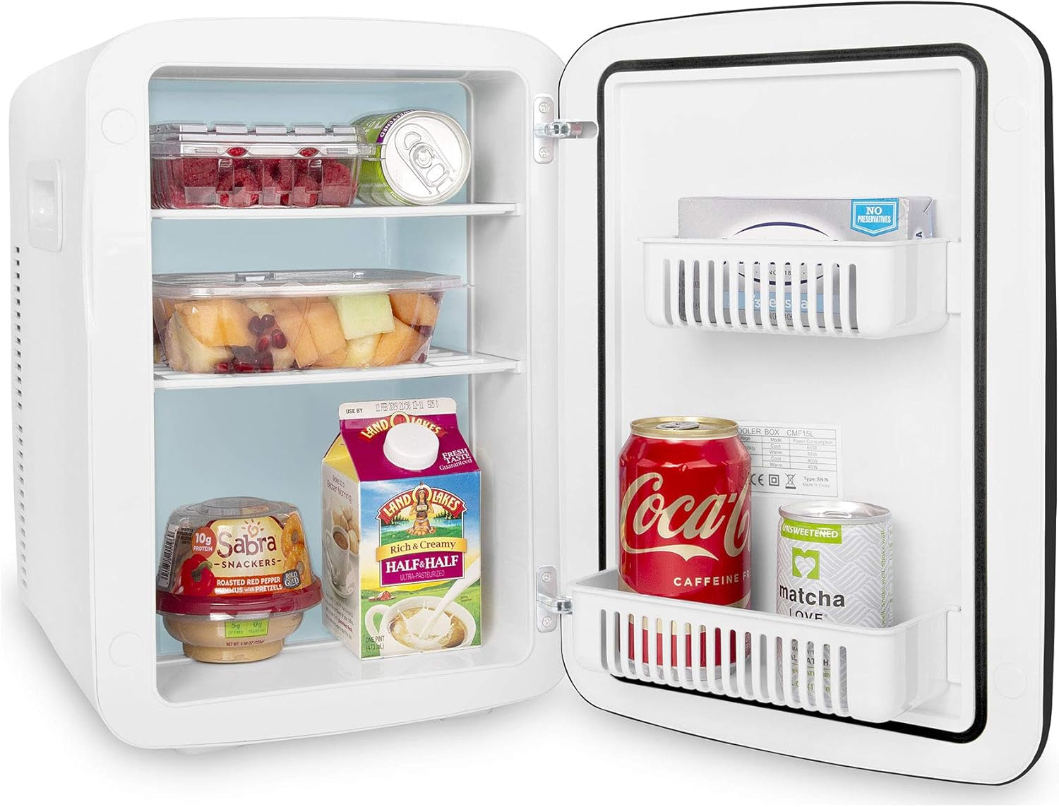 15L Mini Fridge - Portable Cooler & Warmer for Food, Drinks, Skincare & Makeup - Perfect for Bedroom, Office, Car & College Dorm - AC/DC Small Refrigerator (White)