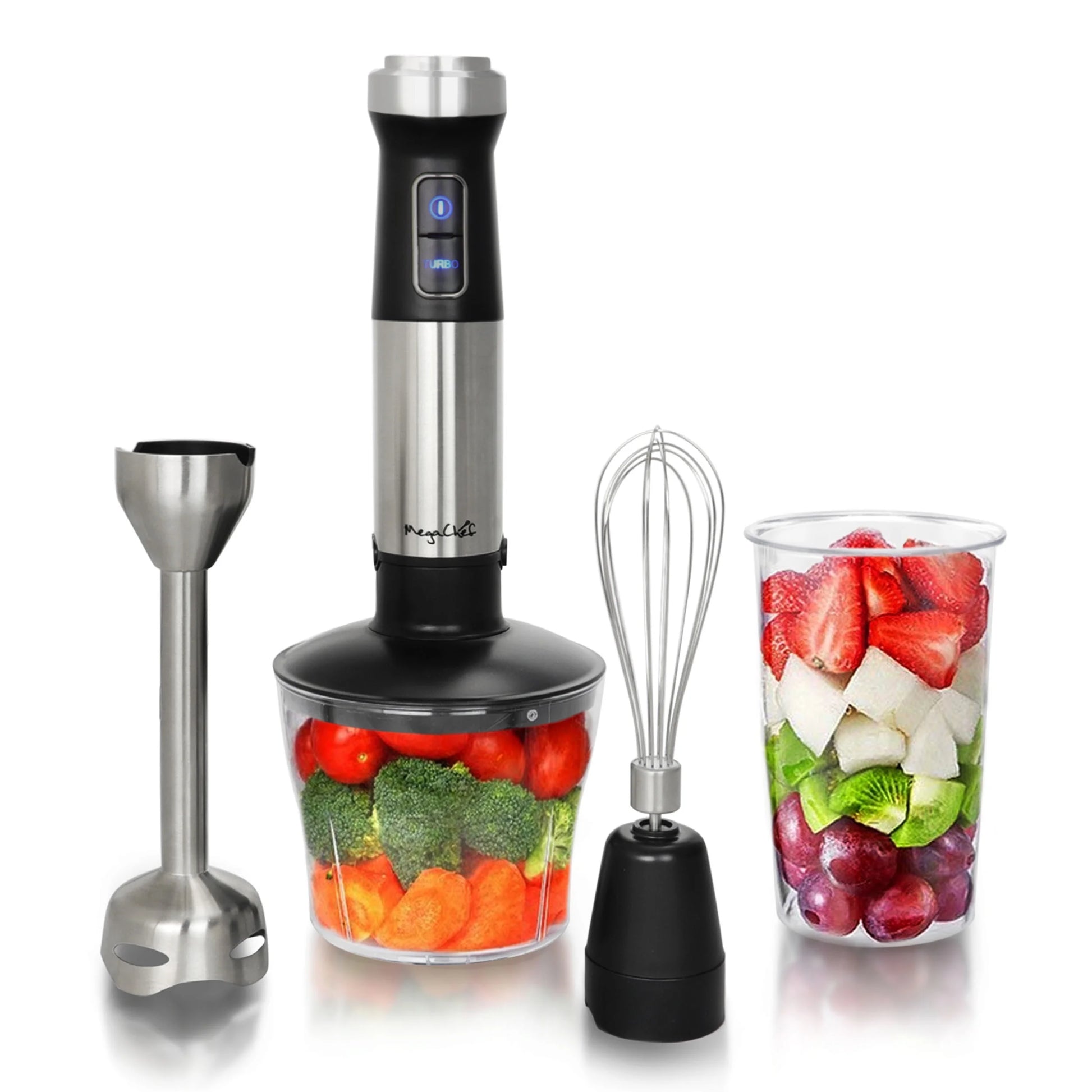4-in-1 Versatile Immersion Hand Blender with Speed Control & Essential Accessories