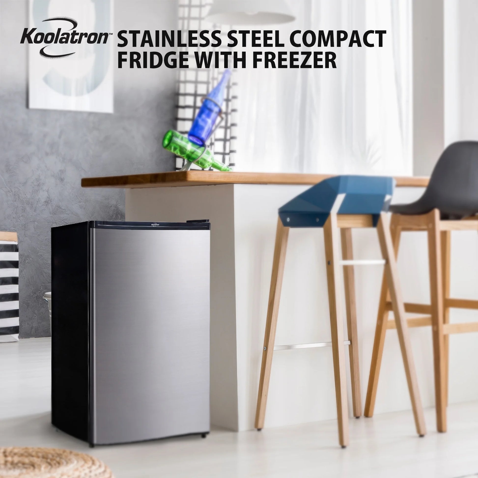 4.4 Cu Ft Stainless Steel Compact Fridge with Freezer - Perfect for Small Spaces!