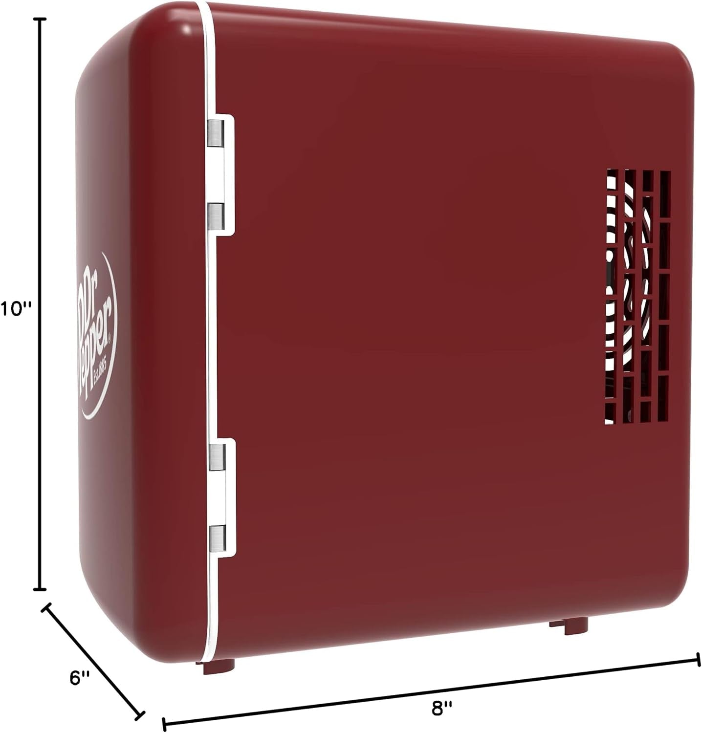 MIS135DRP DR. Pepper Mini Portable Compact Personal Fridge Cooler, 4 Liter Capacity, 6 Cans, Makeup, Skincare, Freon-Free & Eco Friendly, Maroon