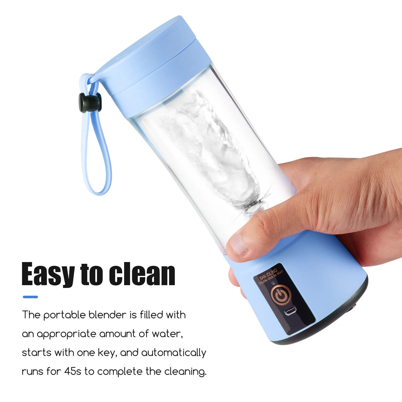 USB Rechargeable Portable Juicer - 350ML Fruit Smoothie & Juice Blender Cup in Blue