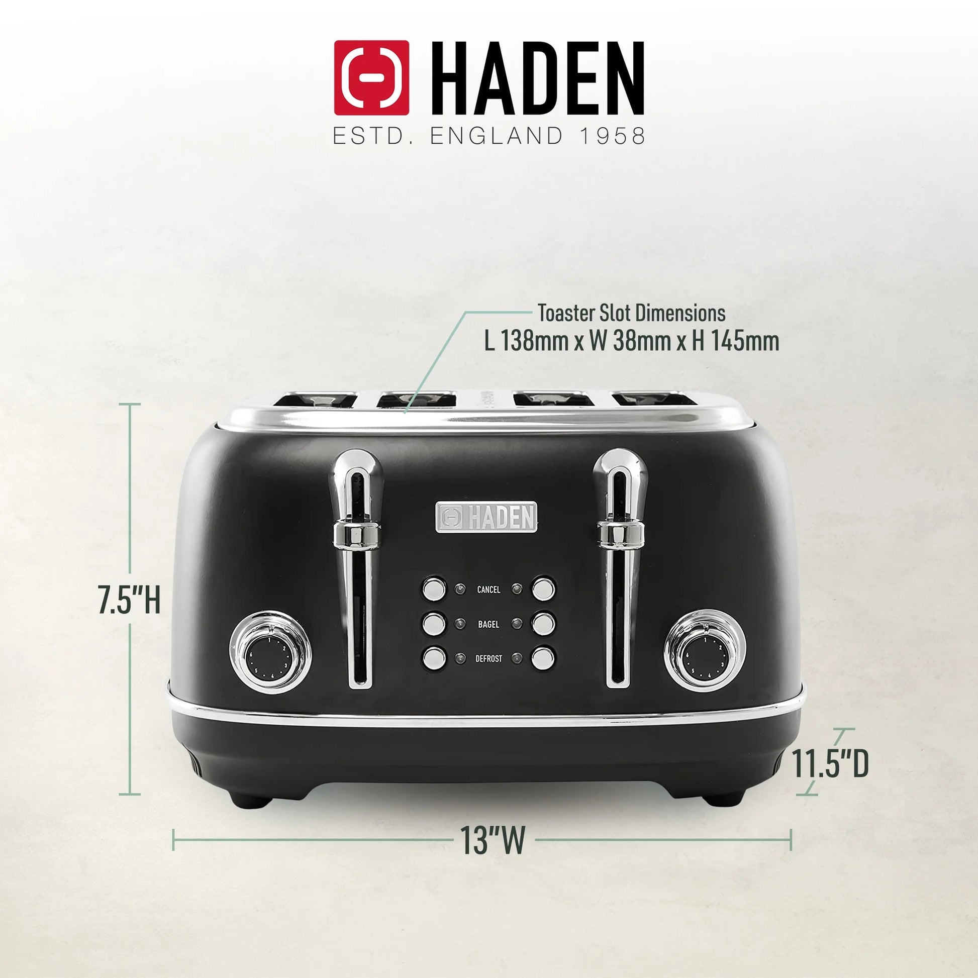 Powerful 1500W 4-Slot Toaster - TOSTR SS BLK (Single Pack)