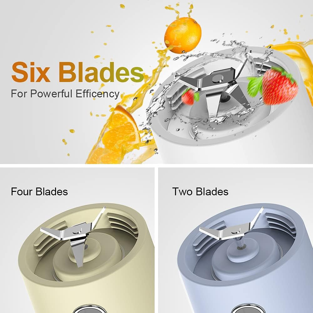 Smart Portable Blender with LCD Display - USB Rechargeable Mini Blender for Shakes & Smoothies, 15.2Oz Juice Mixer with Six Blades - Perfect for Travel, Office, Gym & Sports
