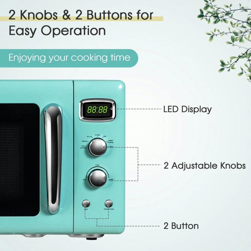 Oven Countertop, Heating Air Fryer Toaster Oven, 0.9 Cu.Ft Retro Countertop Compact Microwave Oven-Green