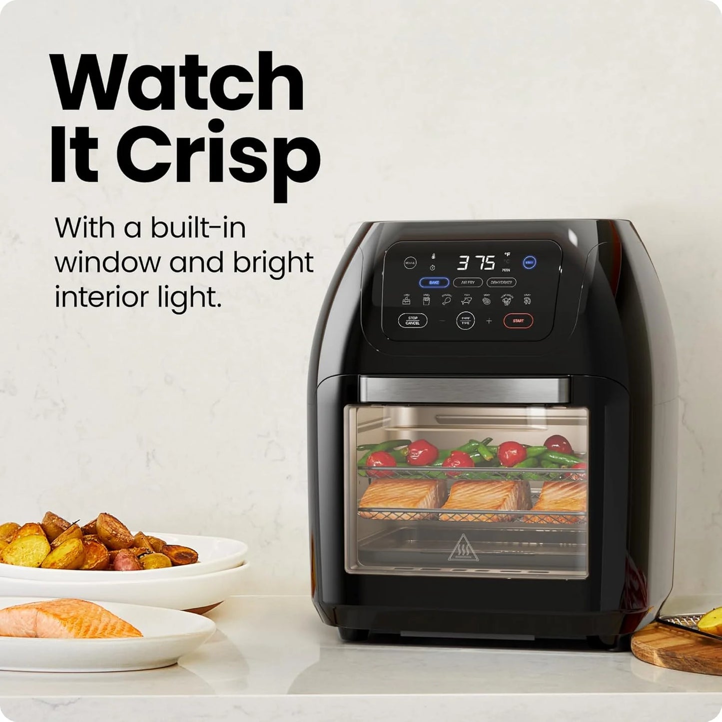 Multifunctional Digital 10 Qt. Air Fryer+ Rotisserie, Fry, Roast & Bake, 17 Presets - Black