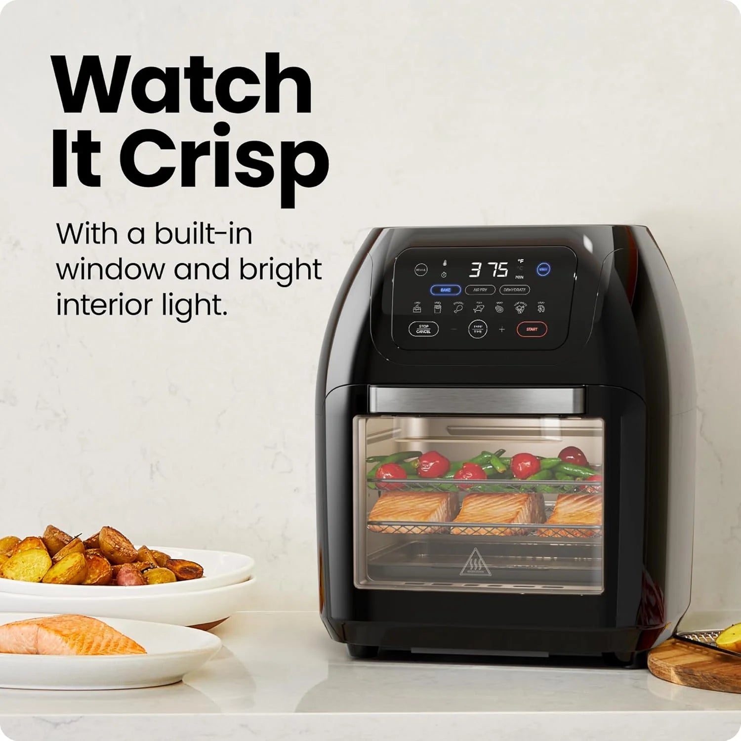 Multifunctional Digital 10 Qt. Air Fryer+ Rotisserie, Fry, Roast & Bake, 17 Presets - Black