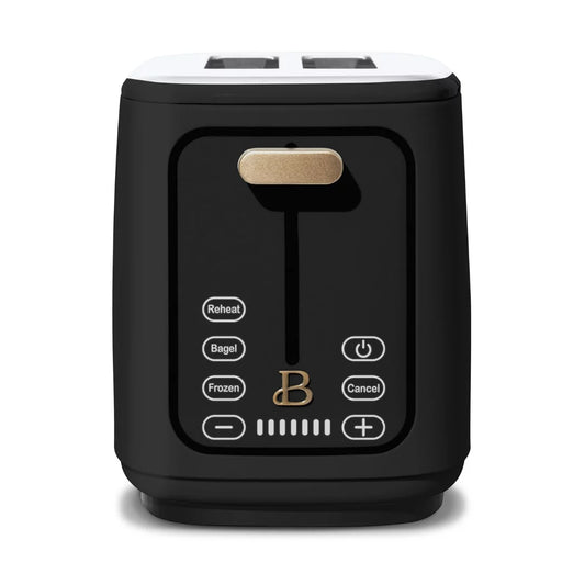 Sleek Black Sesame 2-Slice Toaster with Touch-Activated Display by Drew Barrymore