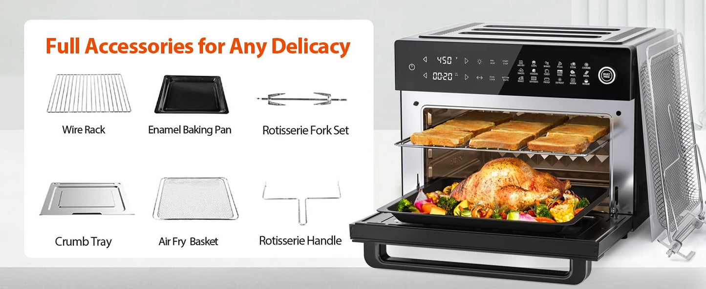 PRO 32-Quart Stainless Steel Air Fryer Oven, 19-In-1 Digital Kitchen Appliance, 1800W, Black