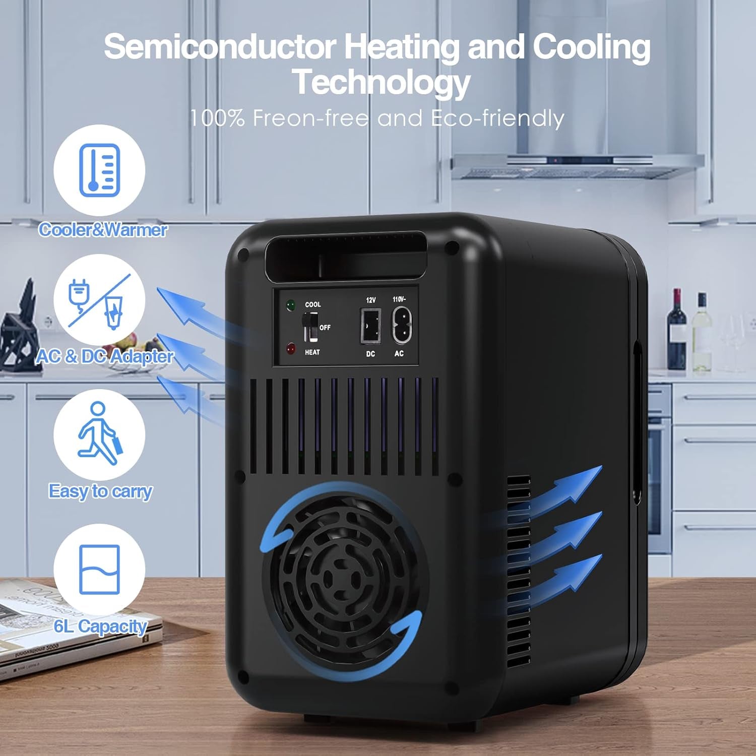 Mini Fridge, 6 Liter AC/DC Portable Thermoelectric Cooler and Warmer Mini Fridge for Bedroom Car Home Travel Mini Refrigerator for Skin Care Foods Medications