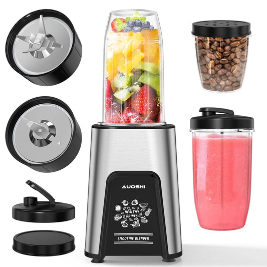 1000W High-Power Personal Blender for Smoothies & Shakes - Includes 6 Blades, 2 Large 23 Oz Cups, and 10 Oz Grind Cup - Perfect Portable Kitchen Blender!