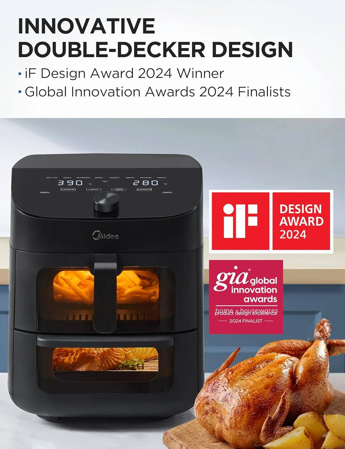 11 Quart 8-In-1 Two-Zone Air Fryer Oven with Sync Finish Cooking