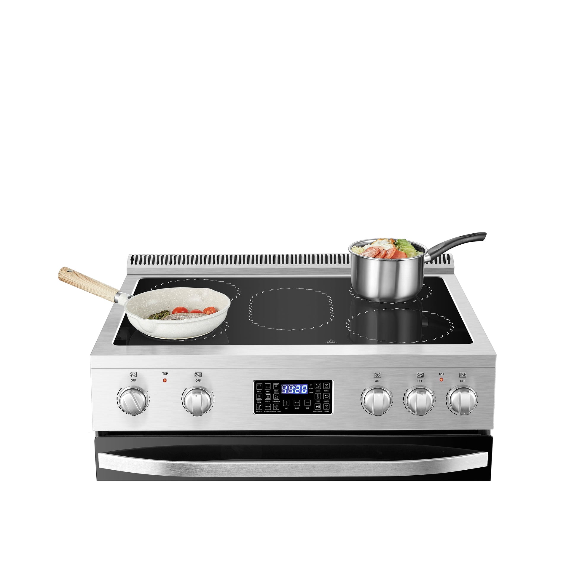 30 Inch 5.9 Cu.Ft. Freestanding Electric Convection Range with Air Fry and Rotisserie, 5 Elements