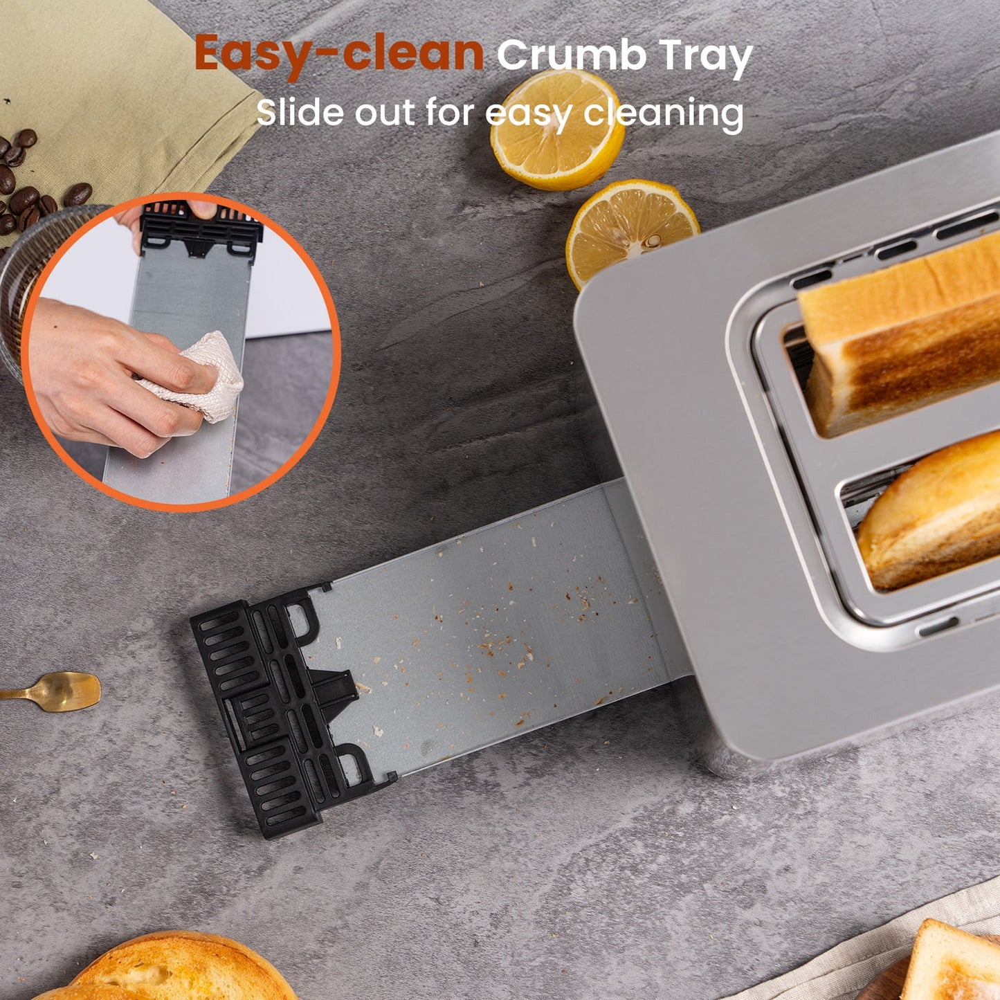 Smart 4-Slice Toaster – Touch Screen Control, Extra-Wide Slots, Stainless Steel with Timer, Defrost & Reheat Functions