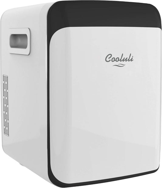 15L Mini Fridge - Portable Cooler & Warmer for Food, Drinks, Skincare & Makeup - Perfect for Bedroom, Office, Car & College Dorm - AC/DC Small Refrigerator (White)