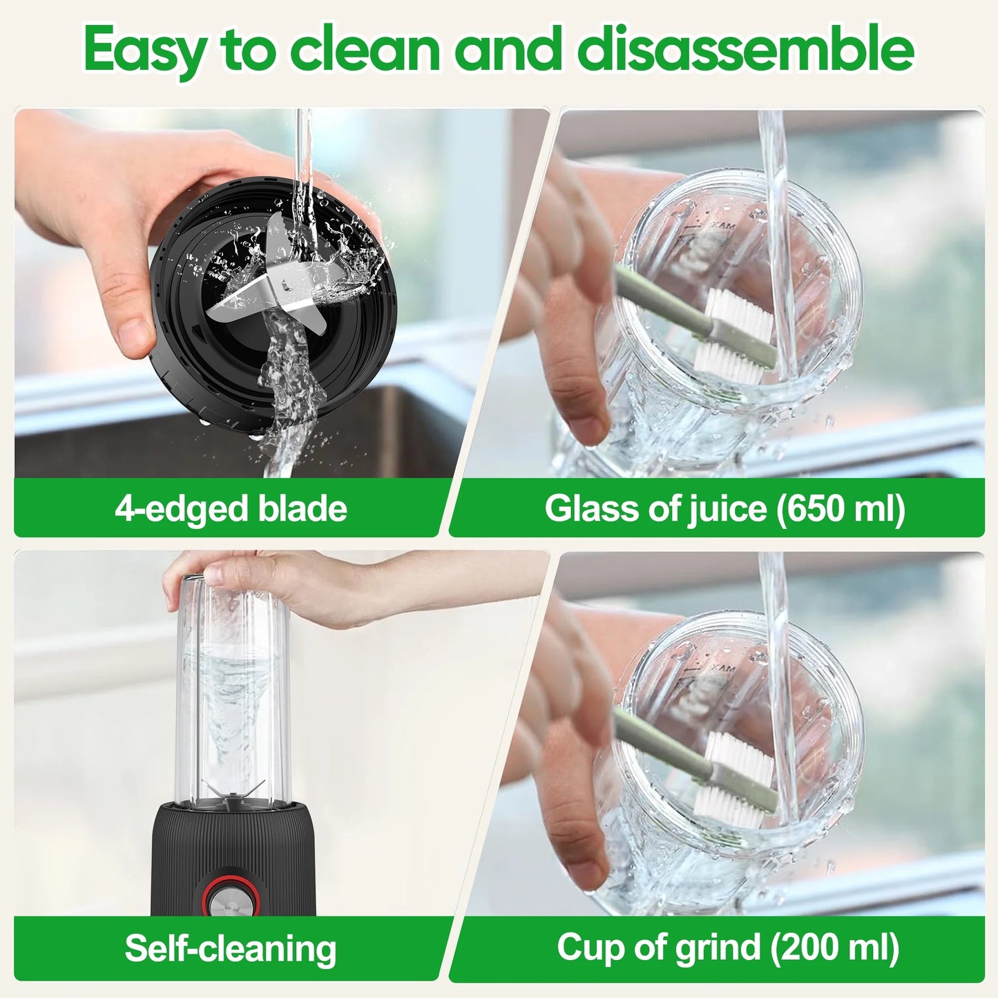 Portable Electric Mini Blender - Matte Black, Fast & Multifunctional Juice Mixer for On-the-Go Freshness
