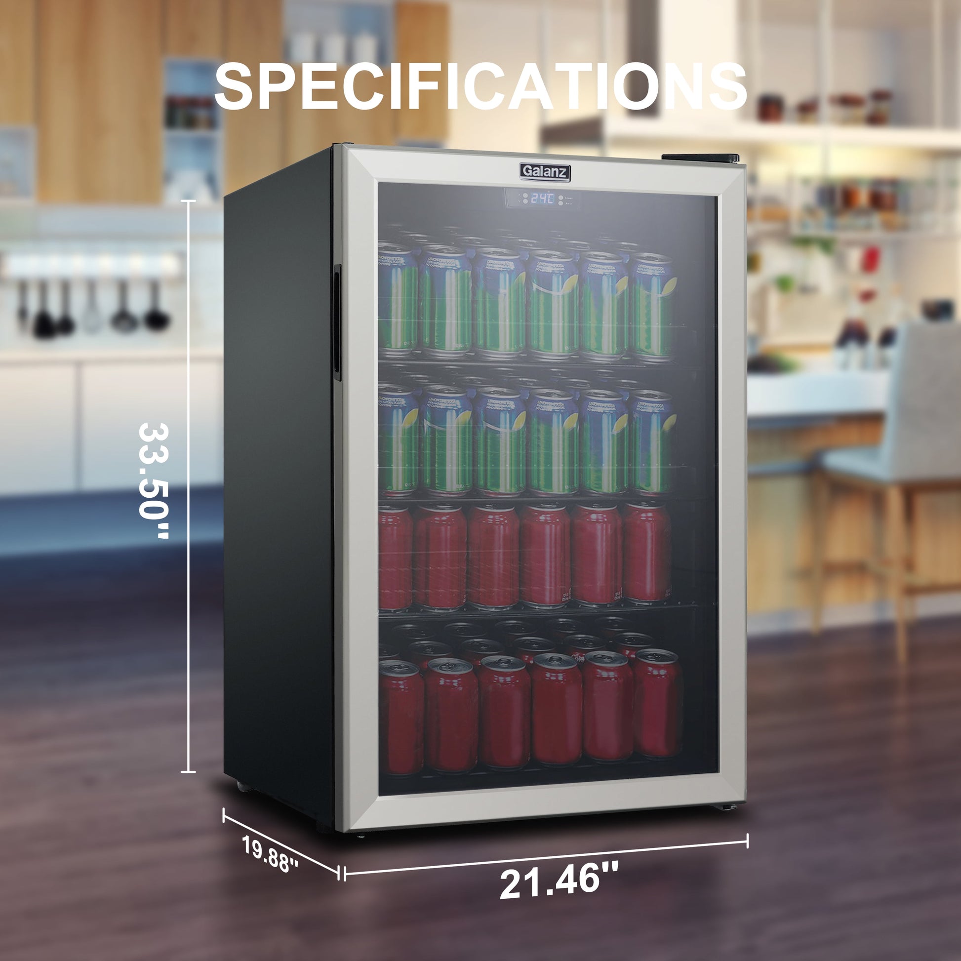 4.5 Cu Ft 152 Can Beverage Center Mini Fridge, Stainless Steel, New