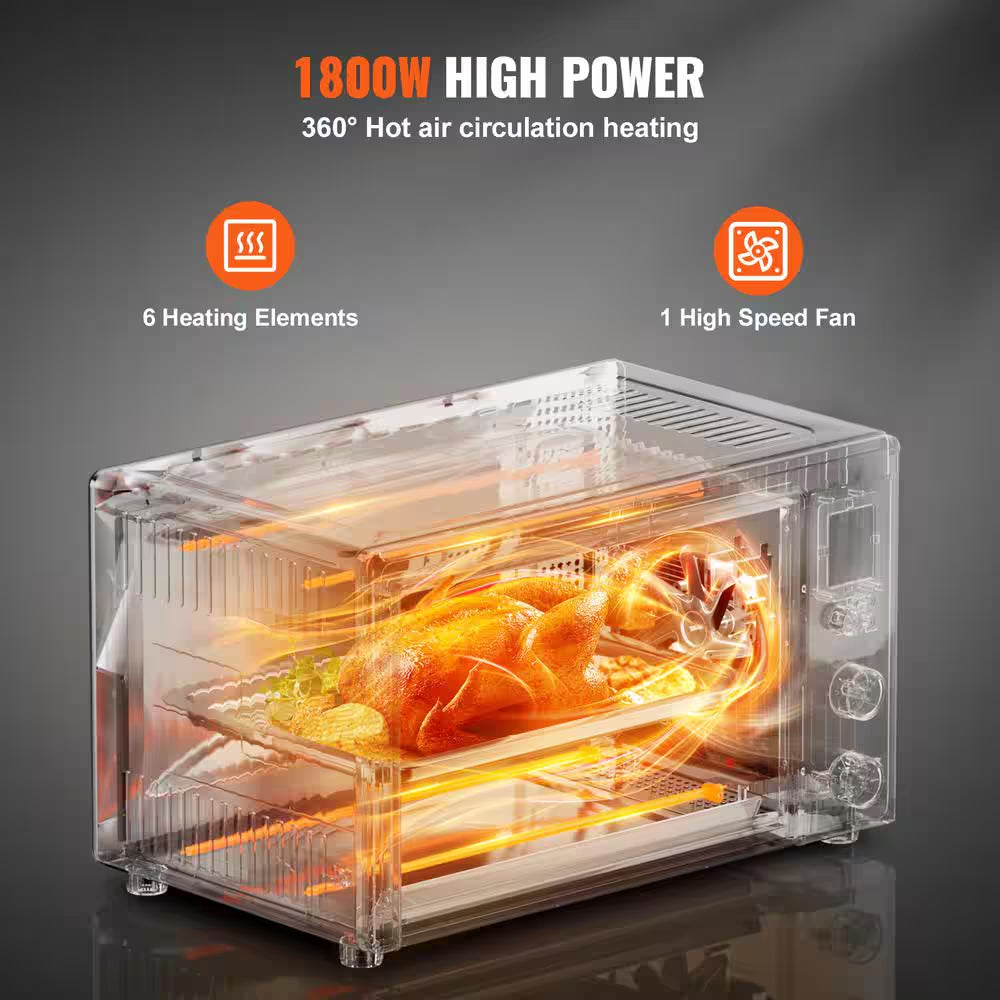 10-In-1 Convection Oven, 28L/30 Qt. Multifunctional Conventional Oven in Silver Countertop 1800-Watt 4-Tier Roaster Oven