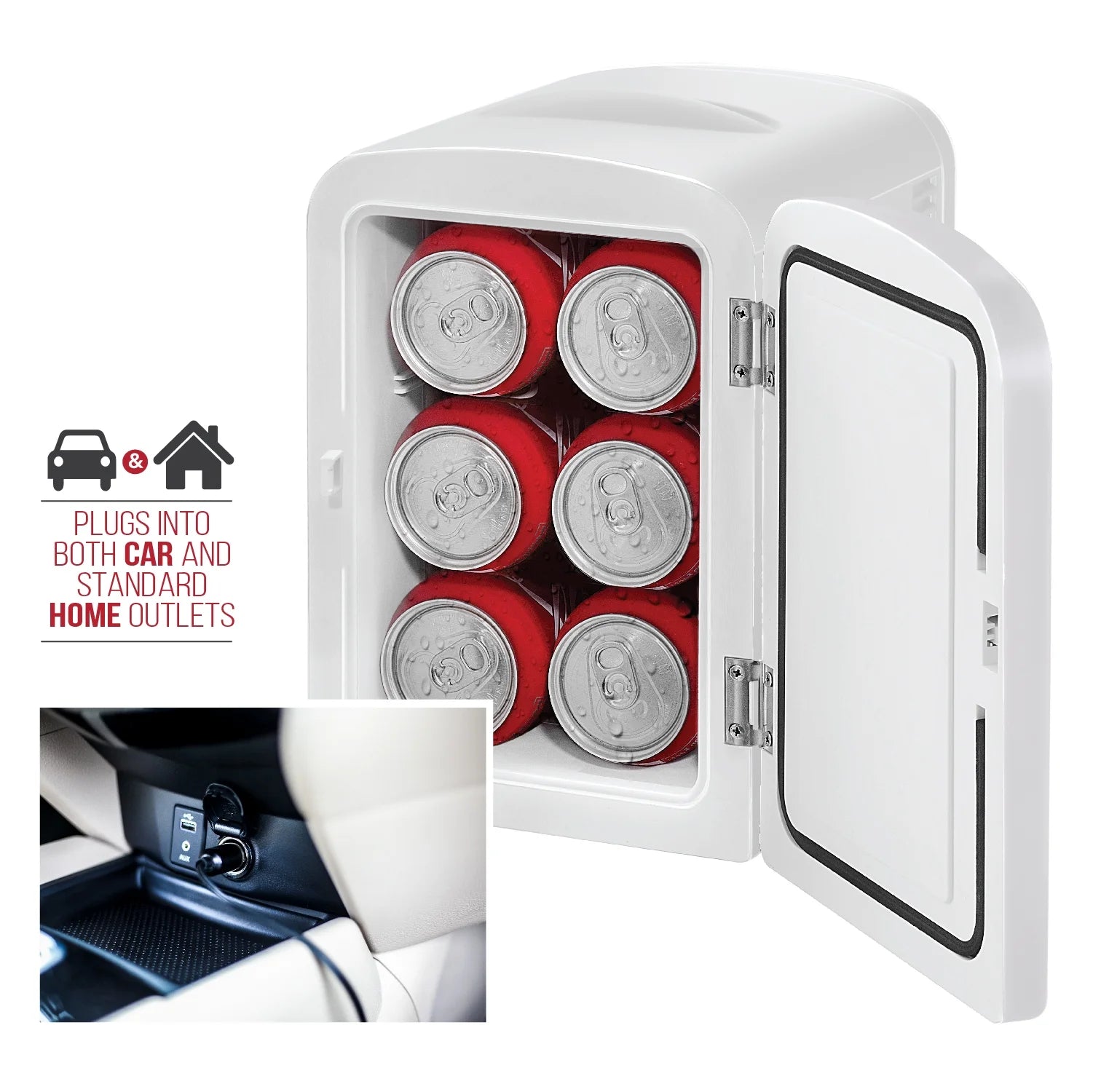 Portable 4L Mini Fridge W/ Heating and Cooling - White, New