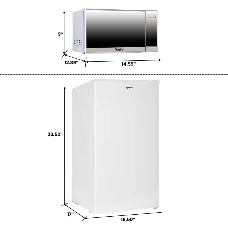3.1 Cu Ft Mini Fridge with Freezer + Total Chef Microwave Combo