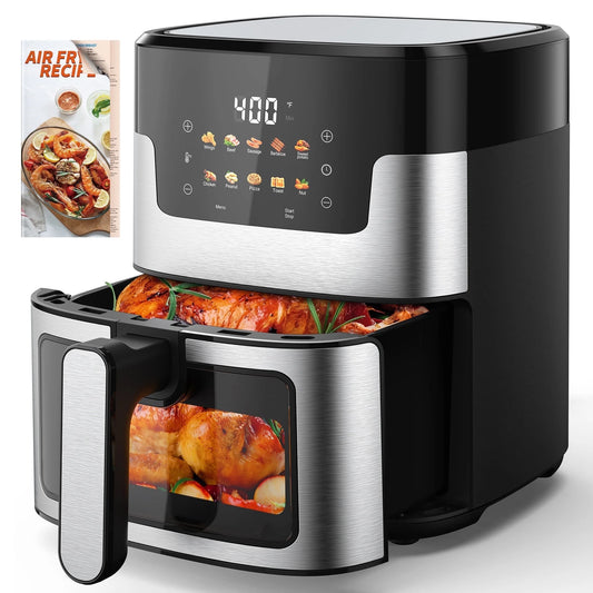 10-in-1 Compact Air Fryer - 6 Qt Nonstick Basket & 400°F Air Crisp Technology