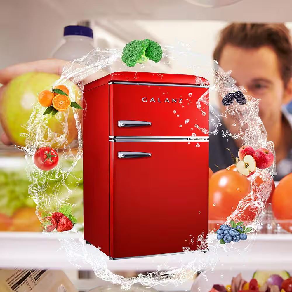 20 In. 3.1 Cu. Ft. Retro Top Freezer Refrigerator, Hot Rod Red, Energy Star