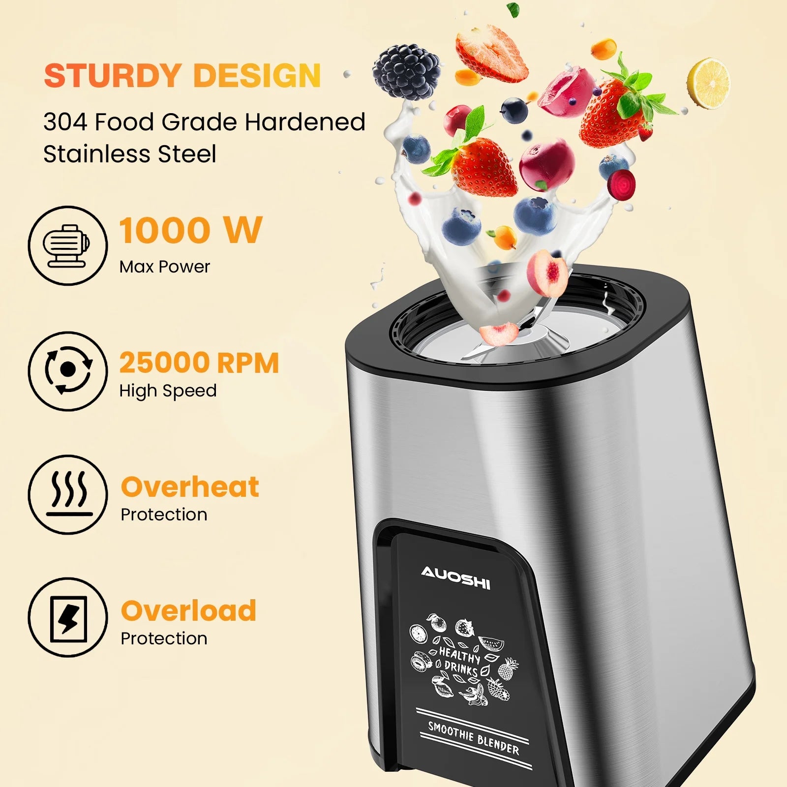 1000W High-Power Personal Blender for Smoothies & Shakes - Includes 6 Blades, 2 Large 23 Oz Cups, and 10 Oz Grind Cup - Perfect Portable Kitchen Blender!