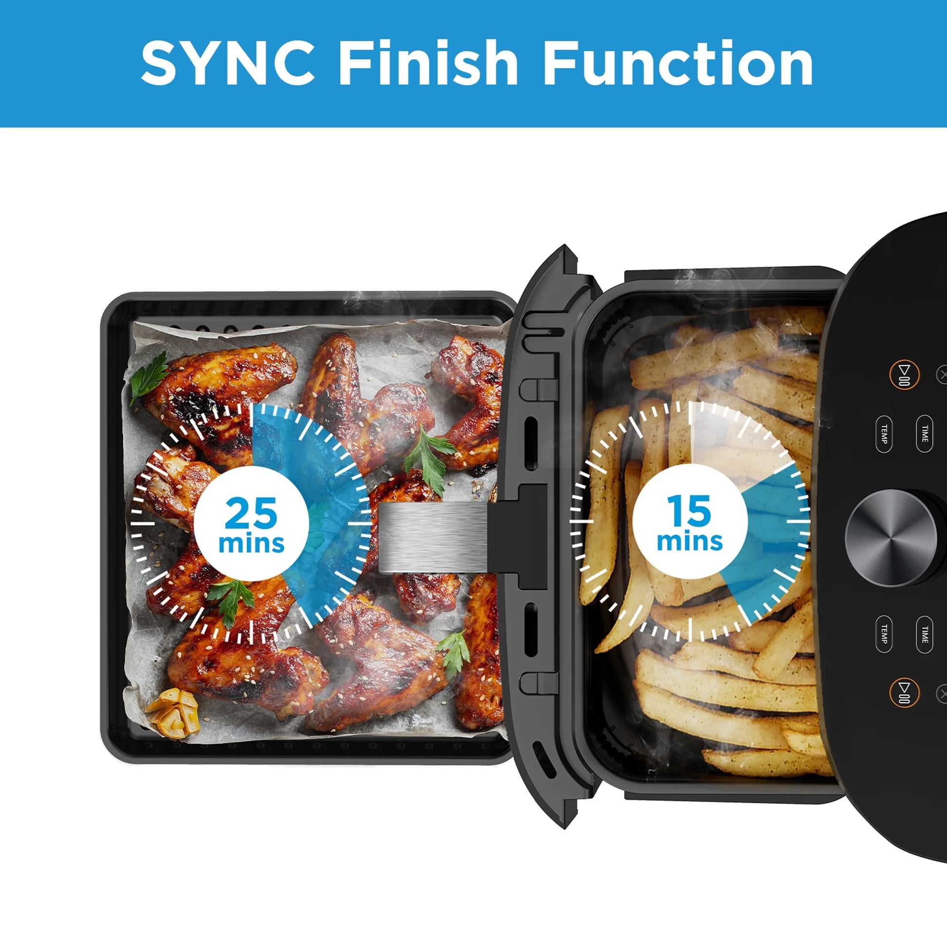 11 Quart 8-In-1 Two-Zone Air Fryer Oven with Sync Finish Cooking