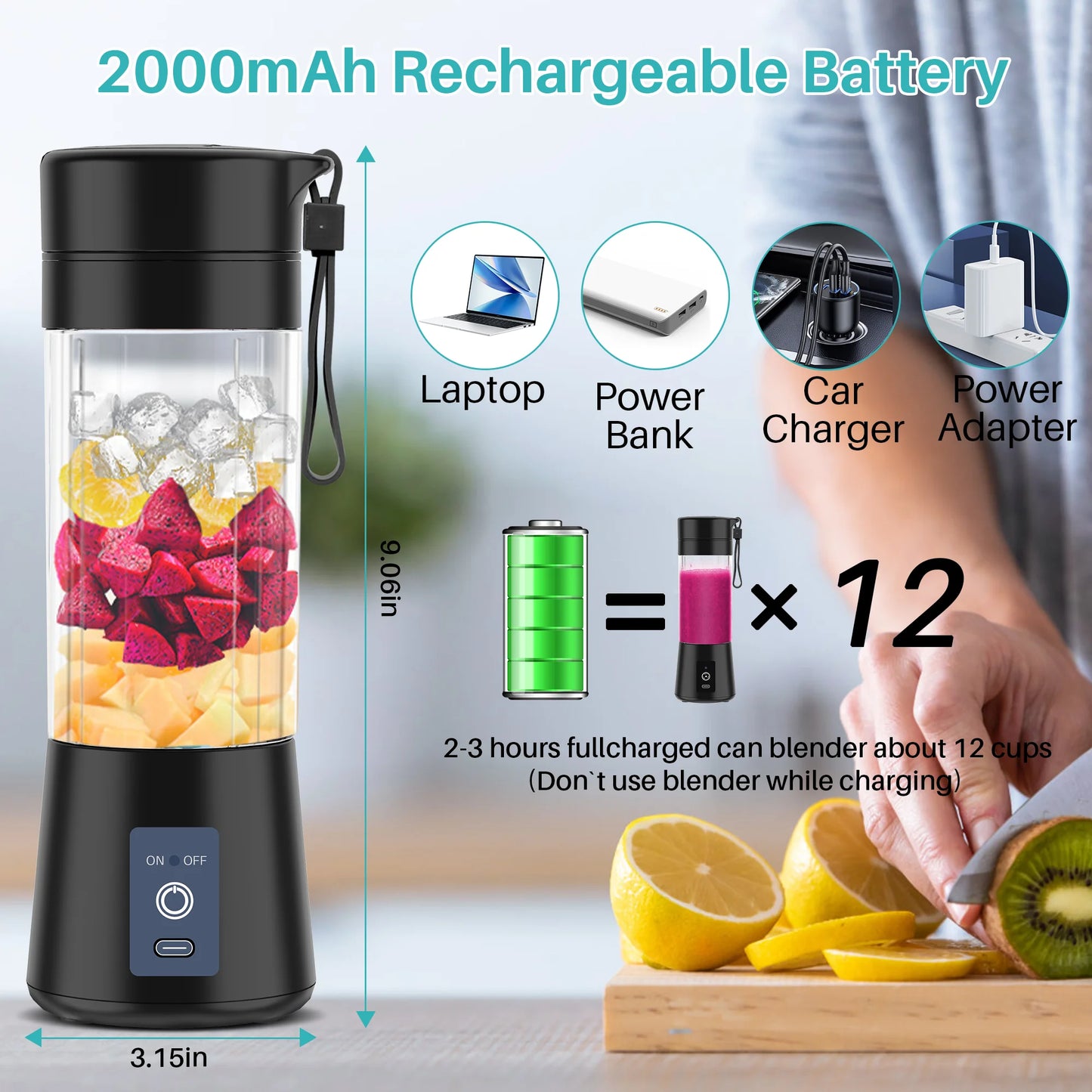 Mini Portable Blender Cup - Perfect for Smoothies and Shakes, 380ml Capacity