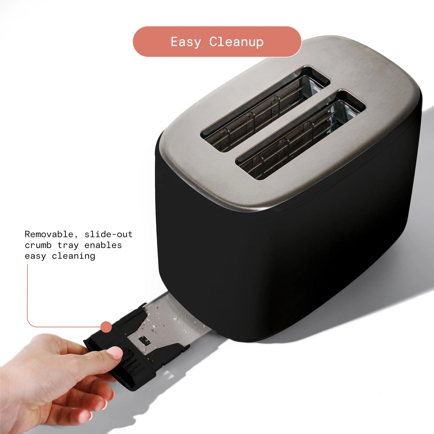 Sleek Black Sesame 2-Slice Toaster with Touch-Activated Display by Drew Barrymore