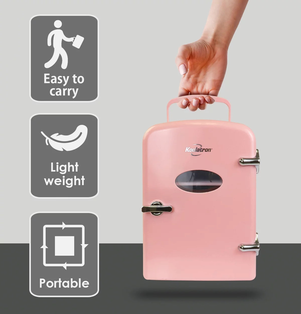 4L Retro Mini Fridge - Stylish Pink 12V DC & 110V Cooler for 6 Cans