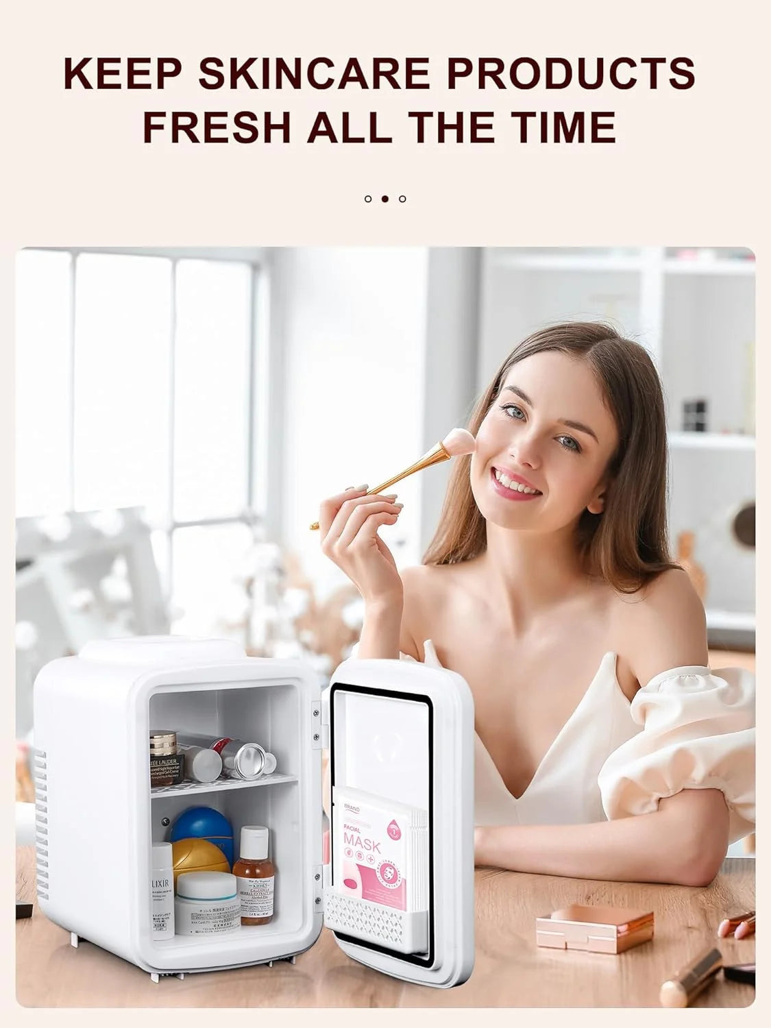 Compact Portable Refrigerator with Shelves - Lightweight 4.53 Lb Design in White