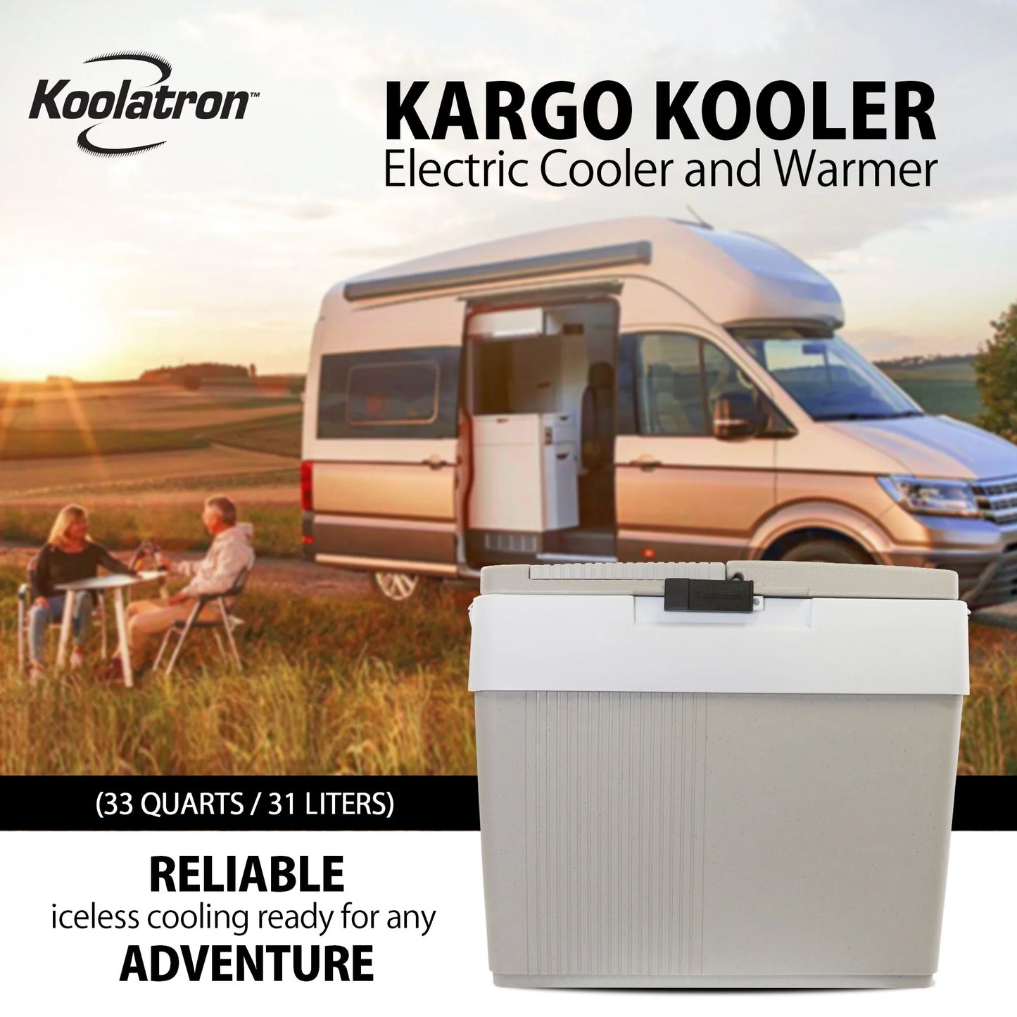 12V Electric Cooler/Warmer 34L (36 Qt), Two-Way Design, Gray