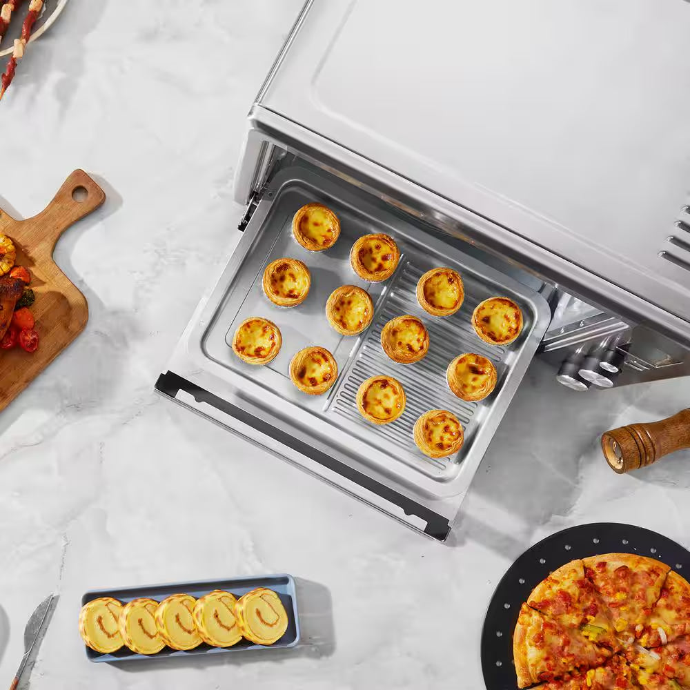 10-In-1 Convection Oven, 28L/30 Qt. Multifunctional Conventional Oven in Silver Countertop 1800-Watt 4-Tier Roaster Oven