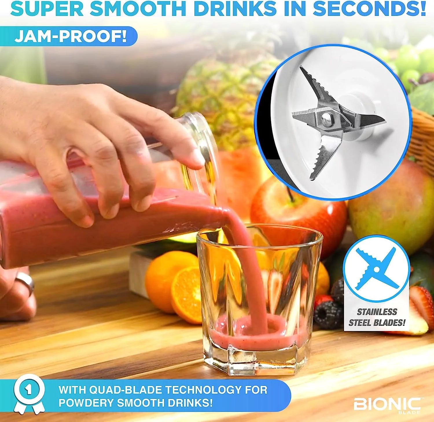Bionic Blade Portable Rechargeable Smoothie Blender - Perfect for Juices, Protein Shakes, and Baby Food!