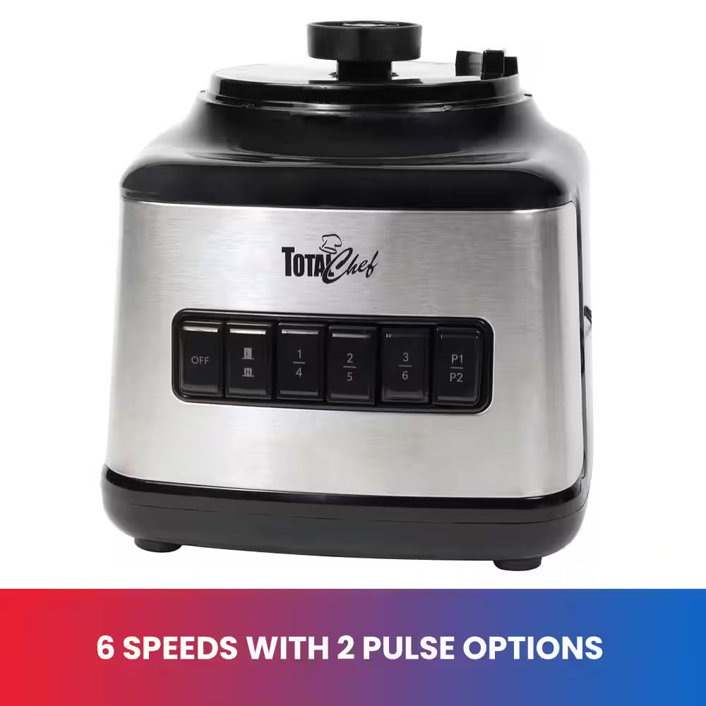 6-Speed Countertop Blender, 6 Cup (1.5L) Glass Jar, 2 Pulse Options, 500W Black Silver