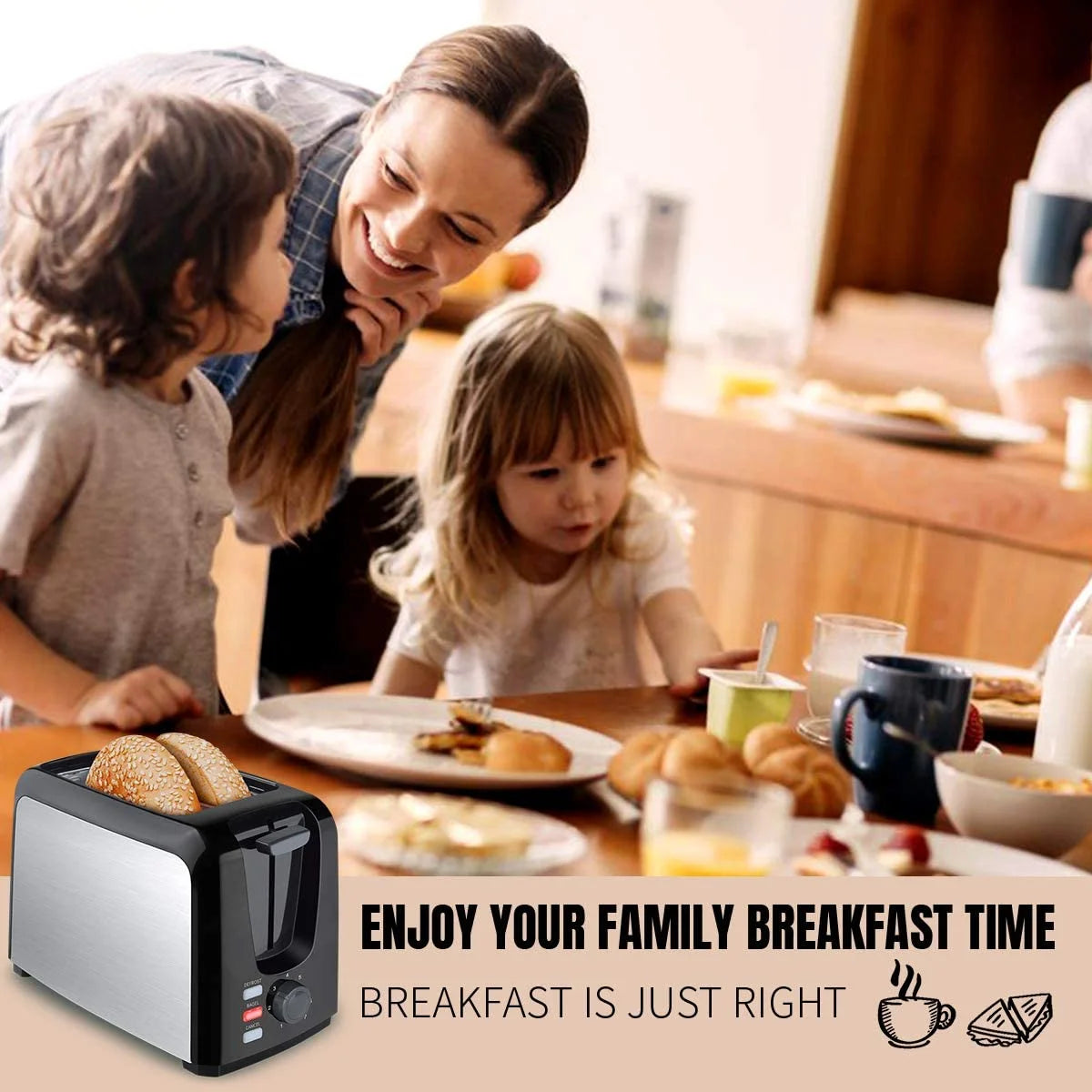 Toaster 2 Slice with 2 Wide Slots 7 Shade Settings and Removable Crumb Tray Black Bread Toaster
