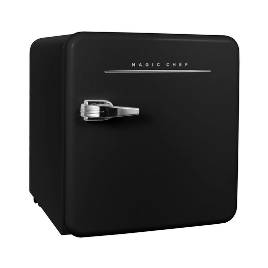 1.6 Cu. Ft. Retro Mini Fridge with LED Light, Black, 34 Lbs