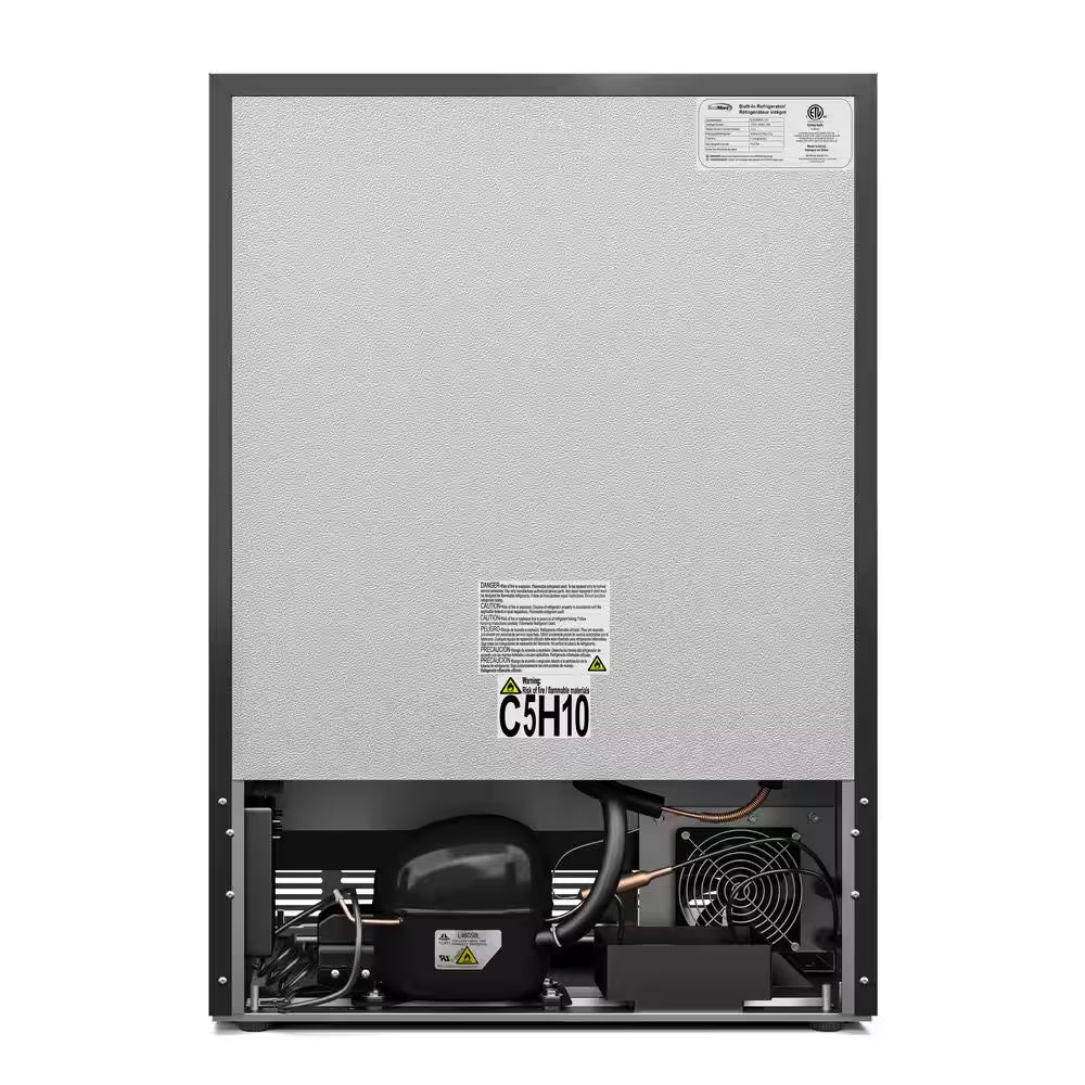 23.4 In. Stainless Steel, Solid-Door Built-In Mini Fridge without Freezer, 5 Cu. Ft.