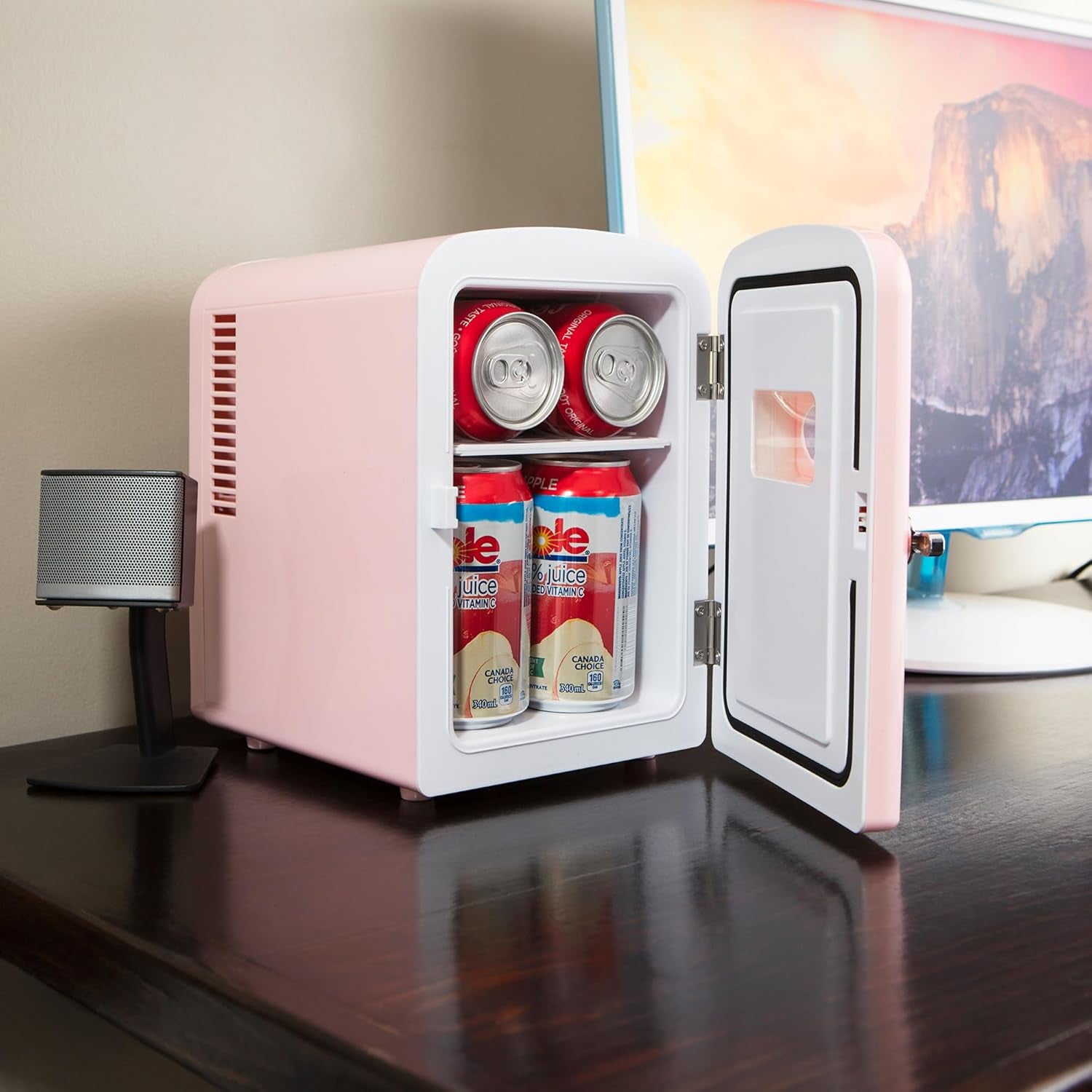 Mini Fridge - Portable 8 Can Beverage Cooler for Home, Office, Car, and Outdoor Use