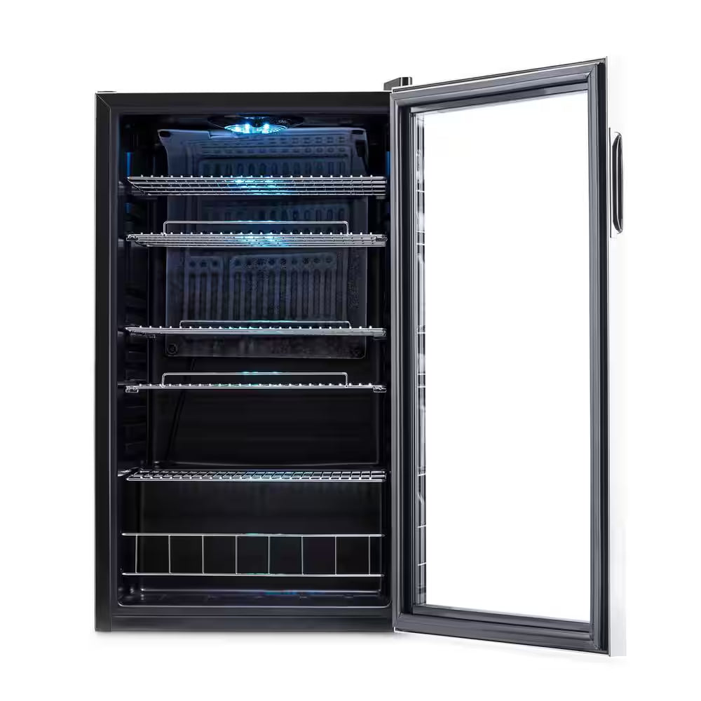 19 In. 126 (12 Oz) Can Freestanding Beverage Cooler Fridge with Adjustable Shelves - Stainless Steel
