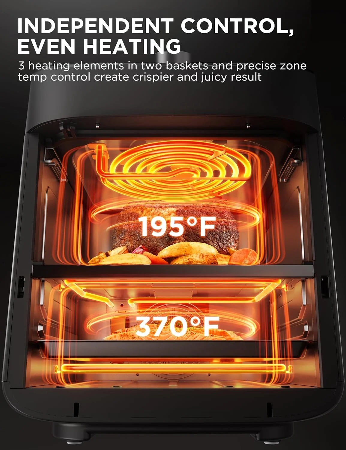 11 Quart 8-In-1 Two-Zone Air Fryer Oven with Sync Finish Cooking