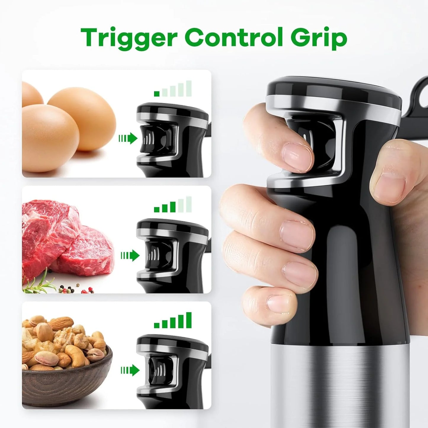 Powerful 1100W Immersion Blender - 5-in-1 Handheld Stick Blender with Variable Speed, Chopper, Whisk, and Frother for Smoothies, Soups, and Baby Food