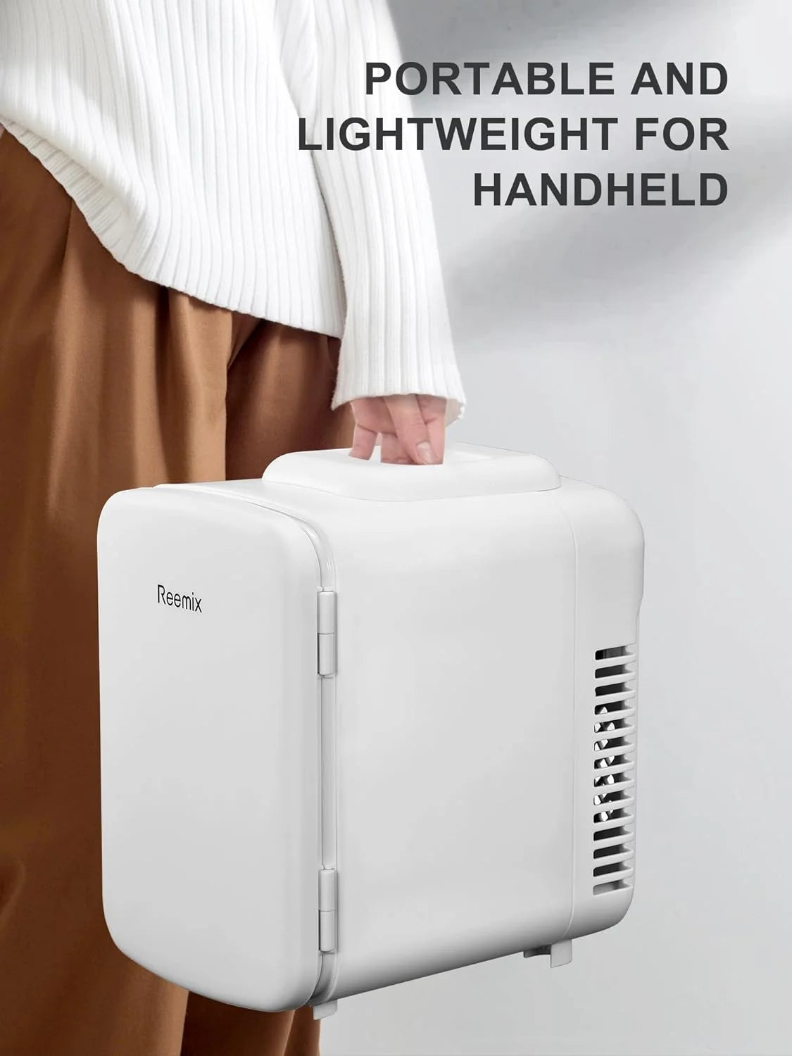 Compact Portable Refrigerator with Shelves - Lightweight 4.53 Lb Design in White