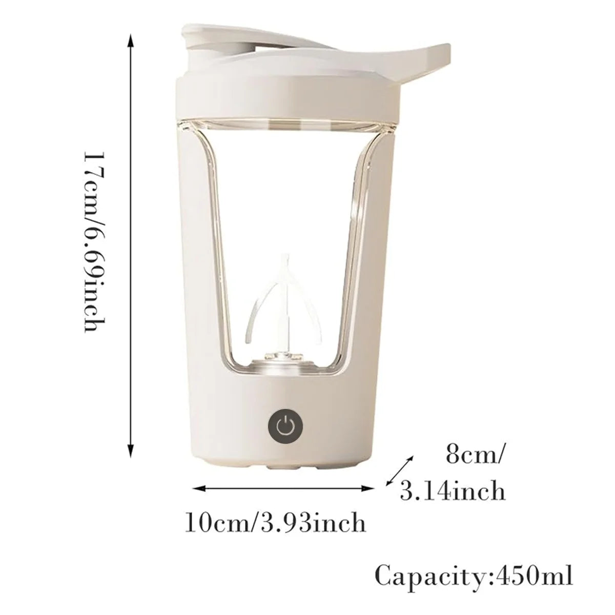 Electric Protein Shaker Bottle - Ultimate Blender Cup for Smooth Coffee & Milk Mixing, Sleek White Design