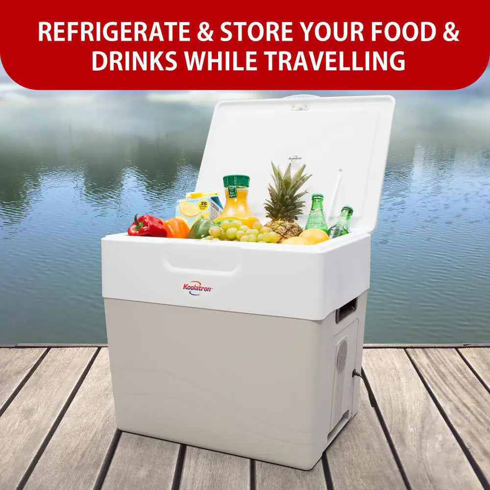 12V Electric Cooler/Warmer, 49L (52 Qt.) XL Thermoelectric Car Fridge, Two-Way Design, Gray