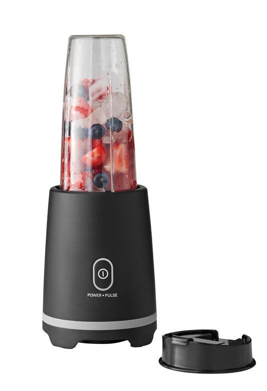 16 Oz Black Single-Serve Blender with Travel Lid - Perfect for On-the-Go Smoothies!