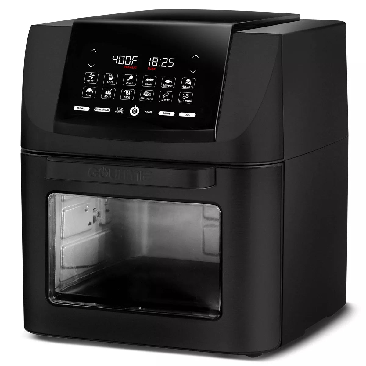 Gourmia 14Qt All-In-One Digital Air Fryer, Oven, Rotisserie & Dehydrator: Stainless Steel, 1550W, Dishwasher-Safe Parts