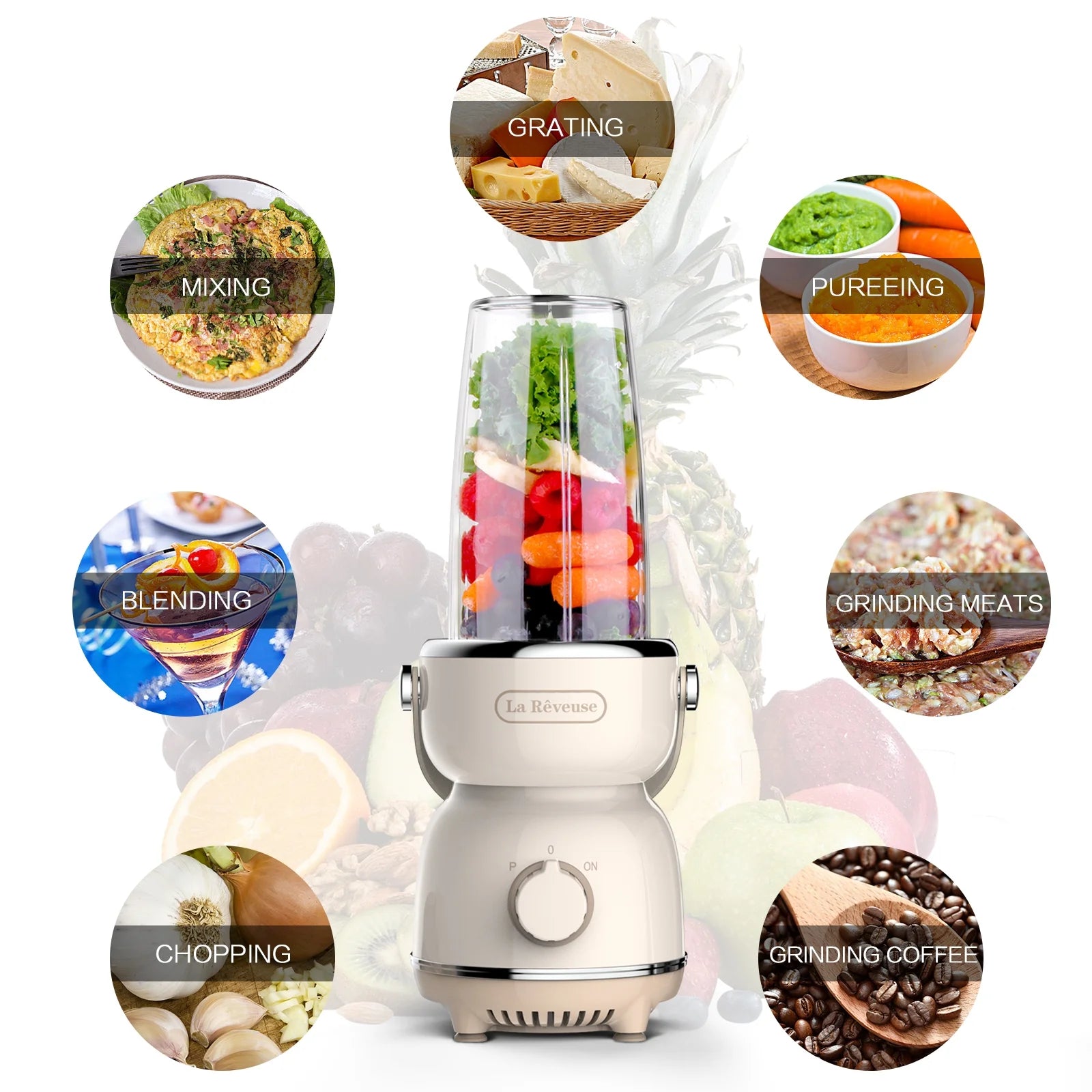 Retro Personal Blender - 300W for Smoothies, Shakes & Sauces with 17oz Cup & 10oz Mug