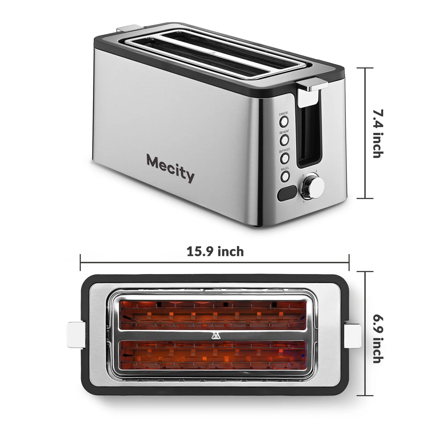 Stainless Steel 4-Slice Toaster with Countdown Timer and Crumb Tray - 1300 Watts, Sleek Silver Design