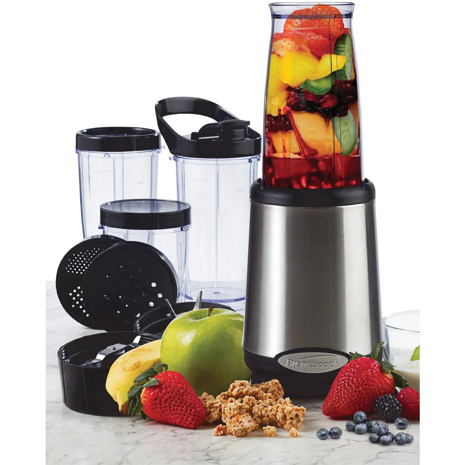 JB-199 Multi Pro Personal Blender 20-Piece Stainless Steel Set - Perfect for Smoothies and More!